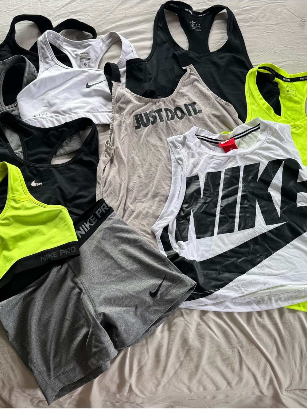Nike Mixed Activewear Set - Black, White, Gray & Neon Yellow